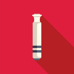 White pool cue stick lying on red pool table icon