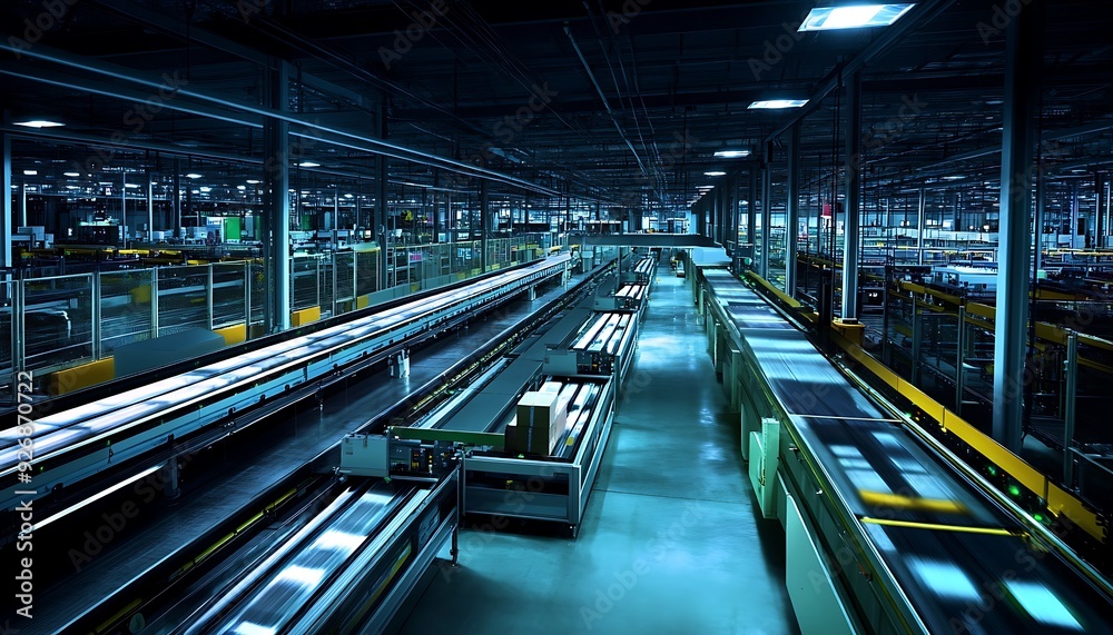 Poster detailed cargo container loading with digital overlays at busy port