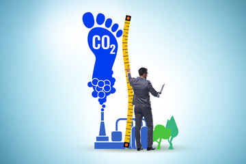 Carbon footprint concept with pollution
