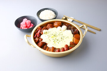 회색배경의 곱도리탕 Gopdoritang with gray background