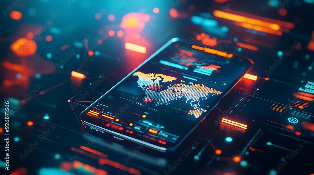 Poster High-Tech Control Room for Monitoring Mobile Commerce with Real-Time Data