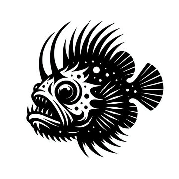 recommend clip art: Anglerfish silhouette illustration, underwater fish vector element