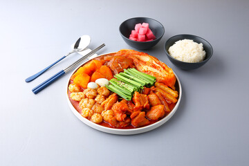 회색배경의 곱도리탕 Gopdoritang with gray background