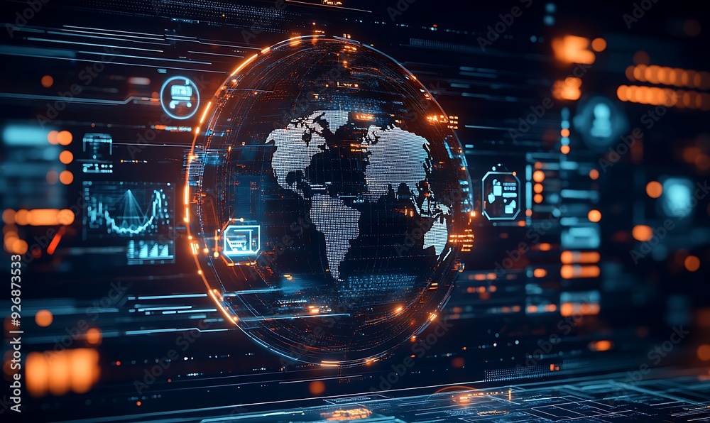 Aufkleber Visualization of Global Expansion Strategy with Real-Time Growth Metrics