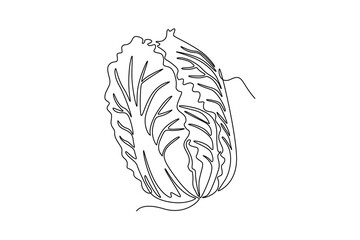 Single continuous line drawing whole healthy organic headed cabbage for groceries shop logo identity. Fresh biennial plant concept for vegetable icon. One line draw graphic design vector illustration