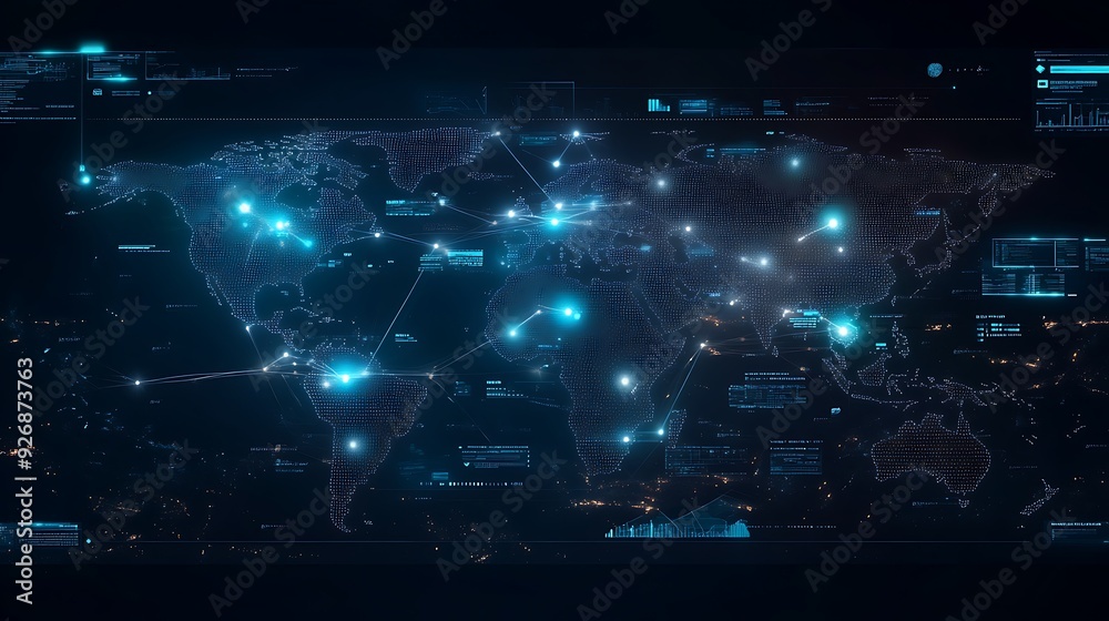 Aufkleber Visualization of Global Expansion Strategy with Real-Time Growth Metrics