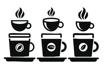 Coffee cup icons set Black and white design Vector illustration