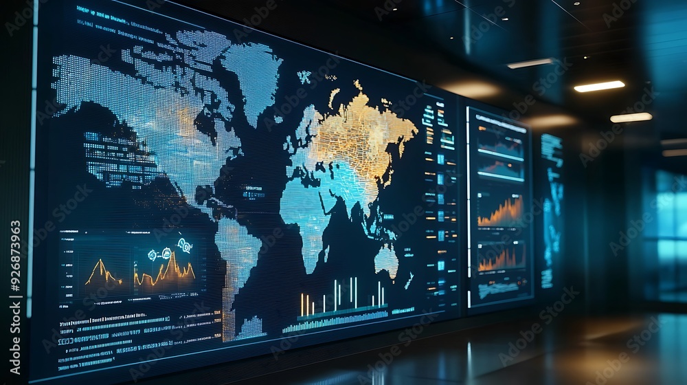 Fototapete Global Consumer Behavior Dashboard with Real-Time Data on Purchasing Trends