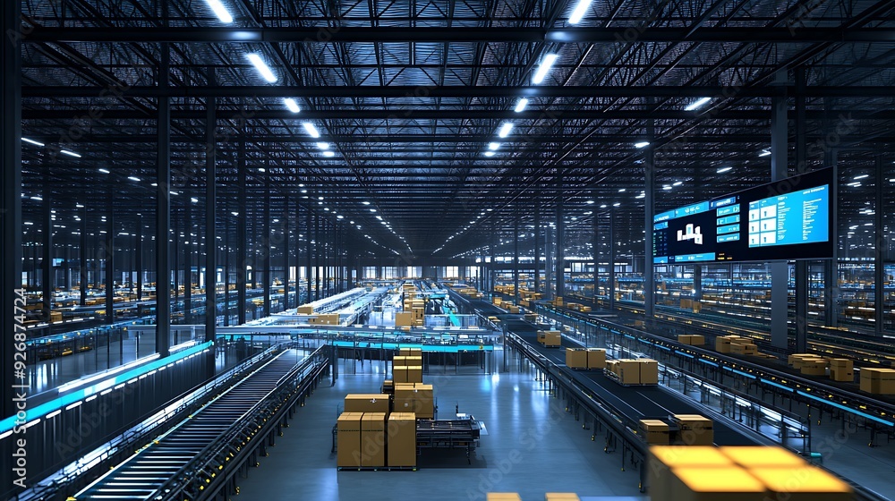 Aufkleber High-Tech Global Fulfillment Center with Automated Robots and Real-Time Inventory