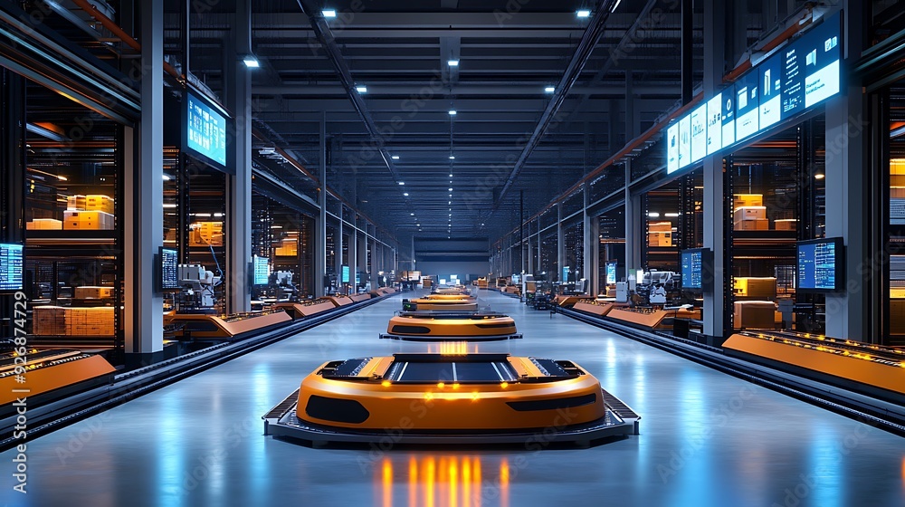 Aufkleber High-Tech Global Fulfillment Center with Automated Robots and Real-Time Inventory