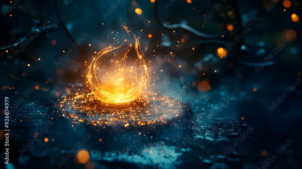 Aufkleber Glowing Magical Object Illuminating a Mysterious and Surreal Setting