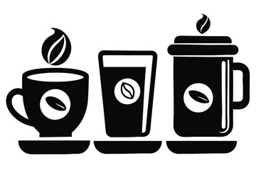 Coffee cup icons set Black and white design Vector illustration