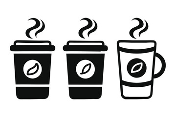 Coffee cup icons set Black and white design Vector illustration