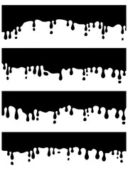  液垂れ風のデコレーション素材のセット、垂れたインク、ペイントのシルエット