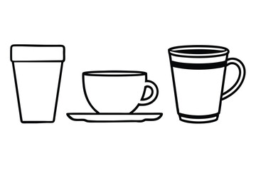 Coffee cup icons set Black and white design Vector illustration