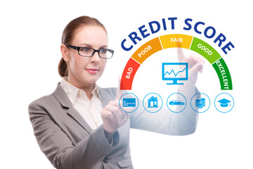 Businessman in credit score concept