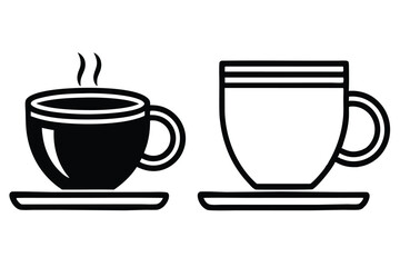 Coffee cup icons set Black and white design Vector illustration
