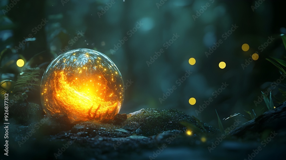 Aufkleber Mesmerizing Glowing Magical Object Illuminating Mysterious Dark Setting