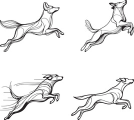 Outline of a Fast-Running Dog: Simple Vector Design on White Background