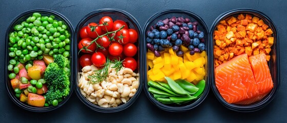 Naklejka premium Colorful Food Bowls Perfect for Healthy Eating