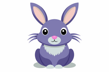 Obraz premium Cartoon Purple Rabbit Sitting with Pink Nose and Ears