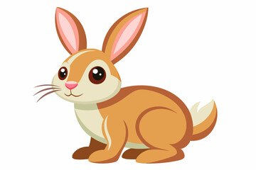 Obraz premium Cartoon Illustration of a Brown Rabbit with Pink Ears