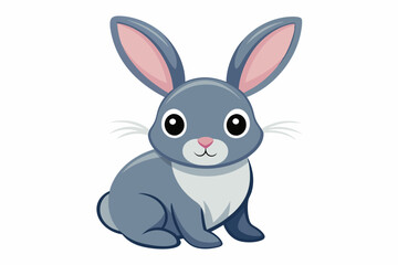 Fototapeta premium A Cute Cartoon Gray Rabbit with Pink Ears