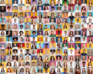 Obraz premium Many people of different races and ages. Collage of portraits