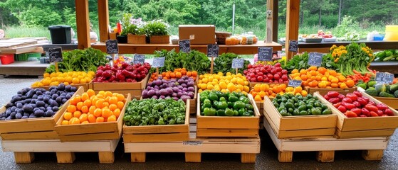Obraz premium Fresh Produce Display At Farmers Market