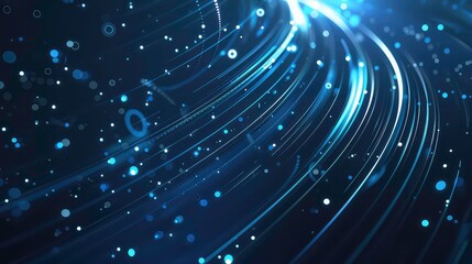 Fototapeta premium A dark background with light blue lines and glowing dots, creating a sense of movement and energy.