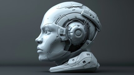 Futuristic Cyborg Head, AI, Artificial Intelligence, Robot, Machine Learning