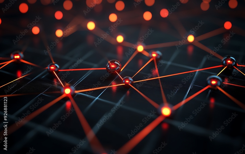 Aufkleber Detailed Visualization of Network Vulnerability Assessment with Red Indicators