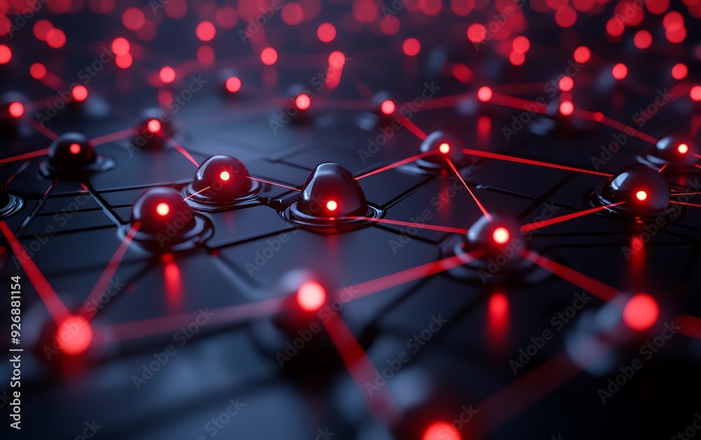 Aufkleber Detailed Visualization of Network Vulnerability Assessment with Red Indicators