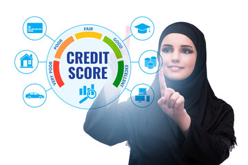 Businessman in credit score concept