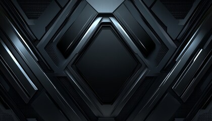 Obraz premium Abstract Black and Grey Geometric Pattern with a Hexagon in the Center