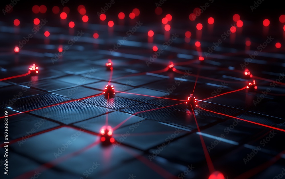 Aufkleber Detailed Visualization of Network Vulnerability Assessment with Red Indicators