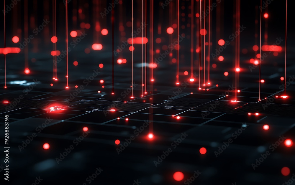 Aufkleber Detailed Visualization of Network Vulnerability Assessment with Red Indicators