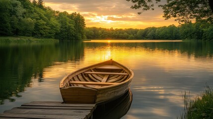 Fototapeta premium Tranquil Sunset on a Serene Lake