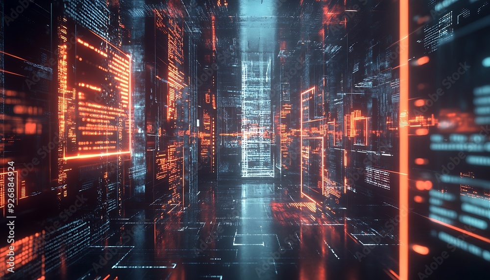 Poster visualization of secure data streams with encrypted information in protected network