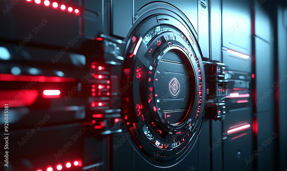 Poster detailed shot of secure digital vault protecting sensitive information