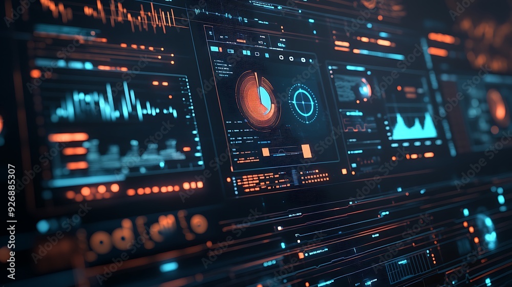 Aufkleber High-Tech Risk Management Dashboard with Real-Time Cyber Threat Analysis