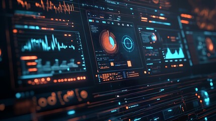 Obraz premium High-Tech Risk Management Dashboard with Real-Time Cyber Threat Analysis