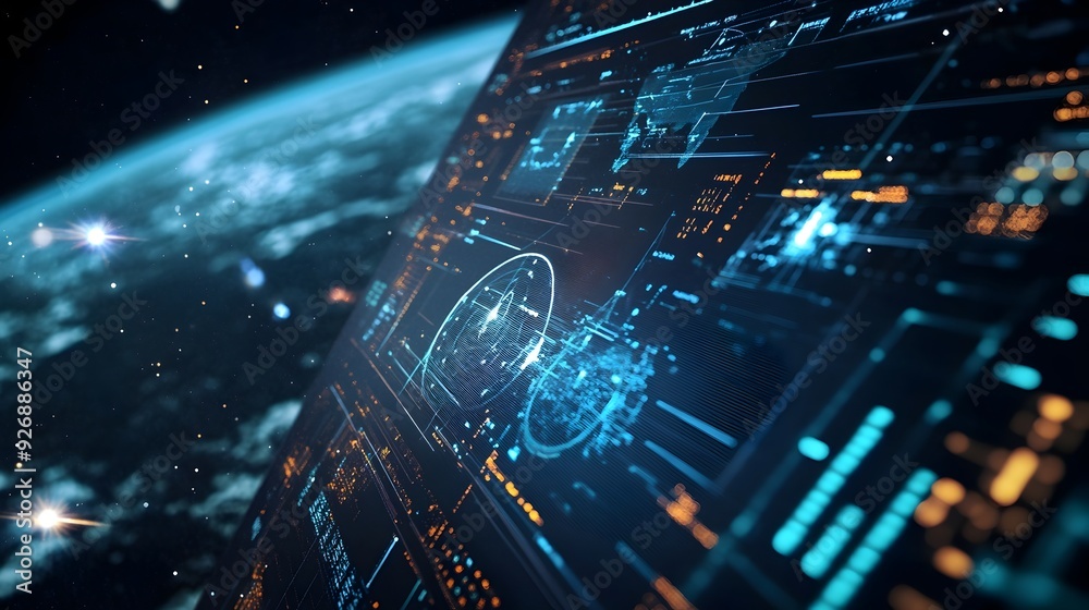 Aufkleber spacecraft s radar system tracking space debris with detailed data visualization