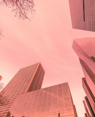 New York skyscrapers vew from street level