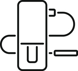 Power bank charging smartphone using usb cable, simple black and white outline icon