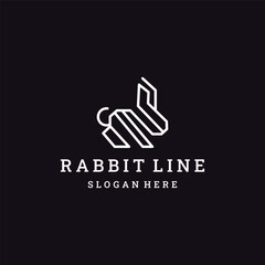 Rabbit logo template vector icon symbol illustration On black background