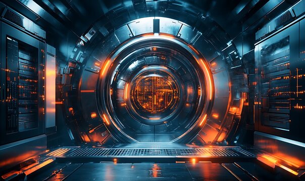 Detailed Shot of Secure Digital Vault with Multiple Encryption Layers in a Modern Interface