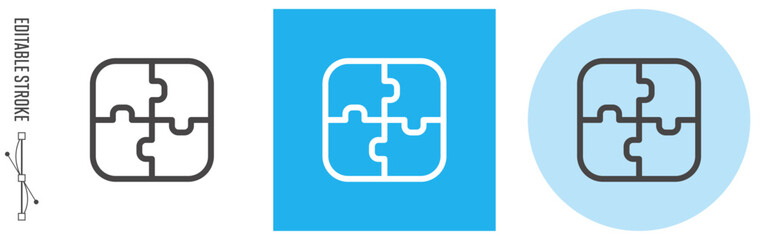 完成したパズルのイメージ｜ライン・アイコン　[線の編集可能]