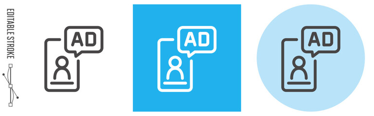 インターネット広告、スマートフォン向け｜ライン・アイコン　[線の編集可能]