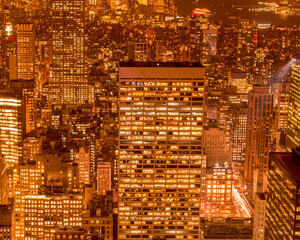 Obraz premium Night view of New York Manhattan during sunset